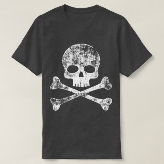 White Distressed Skull and Crossbones T-Shirt