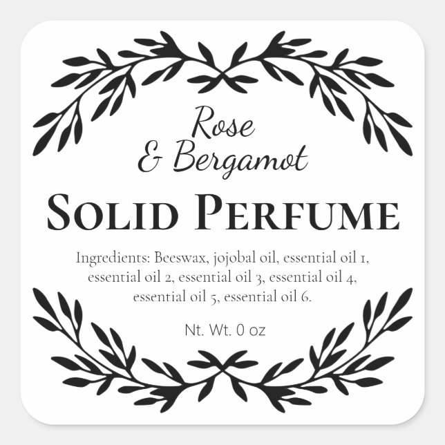 White DIY Solid Perfume Labels (Front)