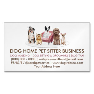 White Dog Behaviorist Home Pet Hotel Magnetic Business Card