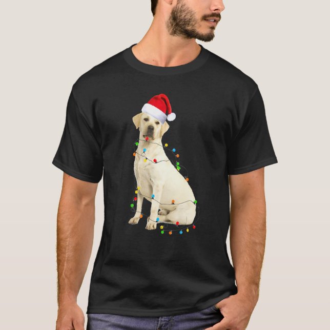White Dog Christmas Light Dog T-Shirt (Front)