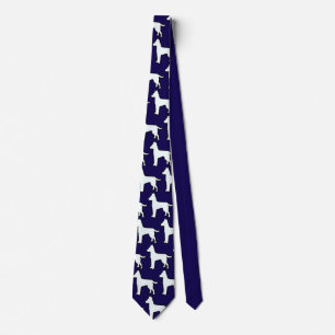 White Dog Dark Blue Tie
