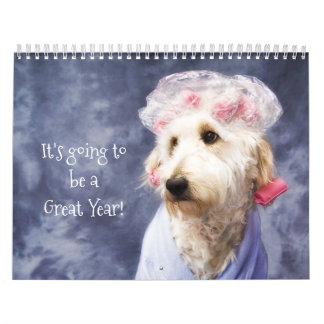 White Dog Funny Calendar Golden Doodle