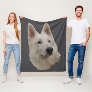 white dog head fleece blanket