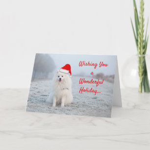 White Dog Holiday Christmas Greeting Card Samoyed