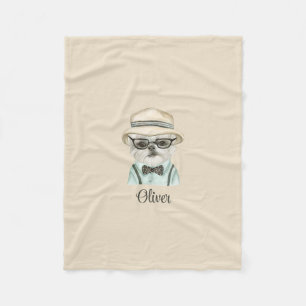 White Dog Malteser Boy Funn Design Fleece Blanket