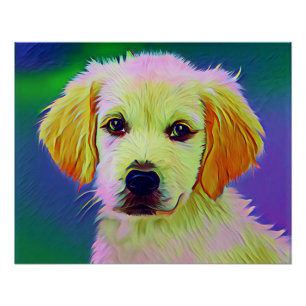 White Dog Painting Artwork  Poster