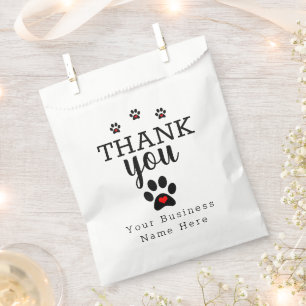 White Dog Paw Custom Thank You  Favour Bags