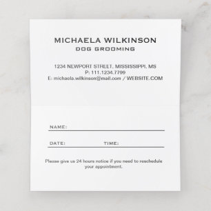 White Dog Paw on black Pet Grooming Service Appointment Card