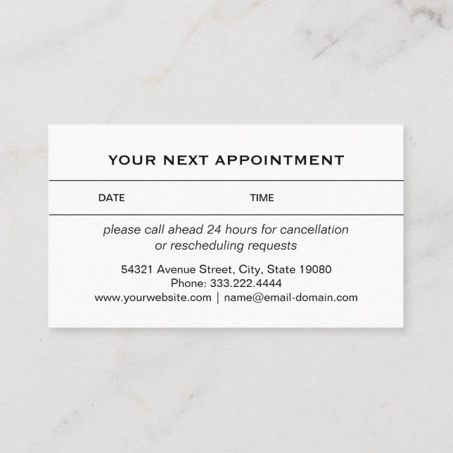  White Dog Paw on black Pet Grooming Service  Appointment Card (Back)