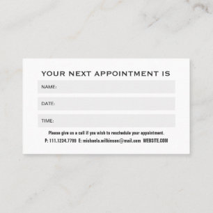 White Dog Paw on black Pet Grooming Service Appointment Card