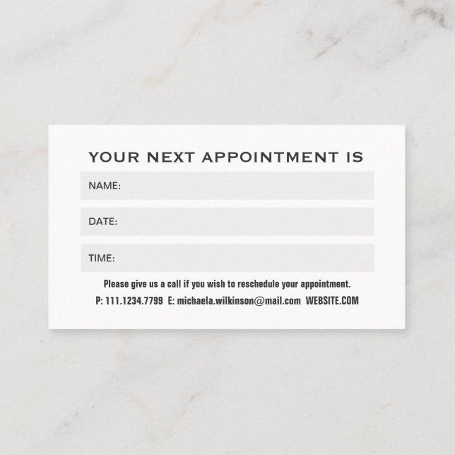  White Dog Paw on black Pet Grooming Service  Appointment Card (Back)