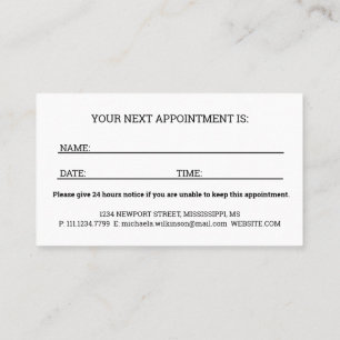 White Dog Paw on black Pet Grooming Service Appointment Card