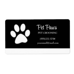  White Dog Paw on black Pet Grooming Service  Busi