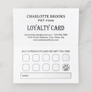  White Dog Paw on black Pet Grooming Service  Loyalty Card