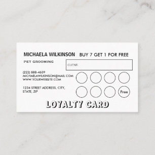  White Dog Paw on black Pet Grooming Service  Loyalty Card