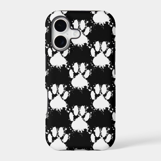 White Dog Paw Pattern With Paint Splatter (Back)