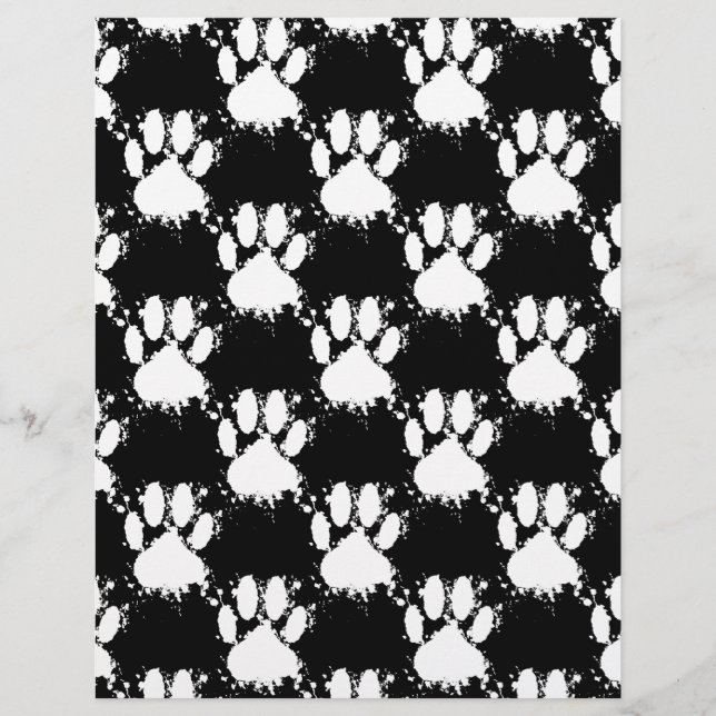 White Dog Paw Pattern With Paint Splatter (Front)