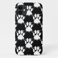 White Dog Paw Pattern With Paint Splatter