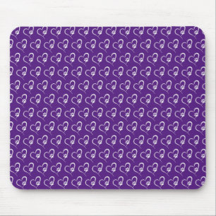 white dog paw print on heart mouse mat