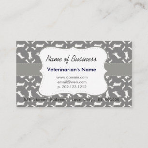 White Dog Puppy Bones Cute Pattern   Plain Bold Business Card