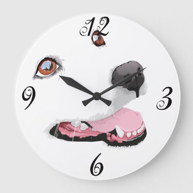 White Dog  Wall Clock (Front)
