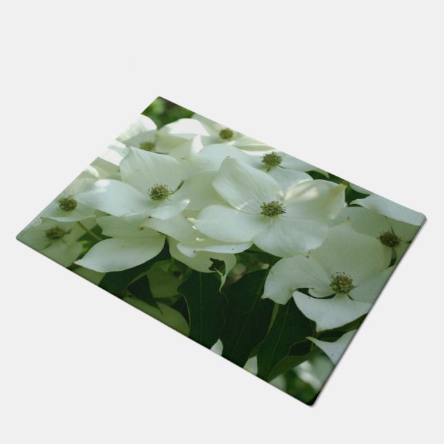 White Dogwood Flower Blossoms  Doormat (Angled)