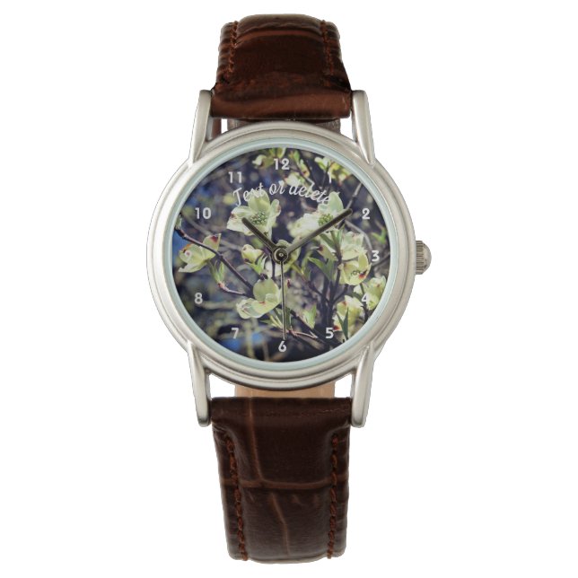 White Dogwood Flower Blossoms Personalised  Watch (Front)