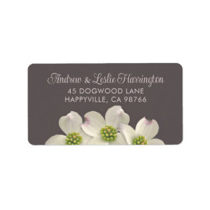 White Dogwood Flowers on Smoke Brown Label