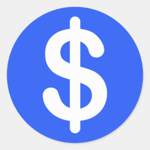 White dollar sign on blue background stickers