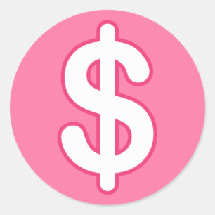 White dollar sign on pink background stickers