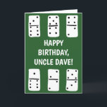 White Dominoes on Green Personalised Card<br><div class="desc">Add your own custom message to create the perfect personalised greeting card for any occasion. This card features simple,  hand-drawn style illustrations of white dominoes with black dots and printing against a green background. The message on the front and on the inside can be personalised with your own text.</div>