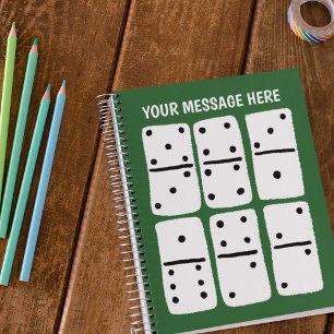 White Dominoes on Green Personalised Notebook
