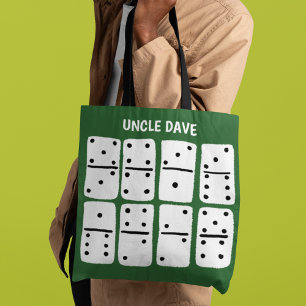 White Dominoes on Green Personalised Tote Bag