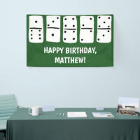 White Dominoes with Black Dots on Green