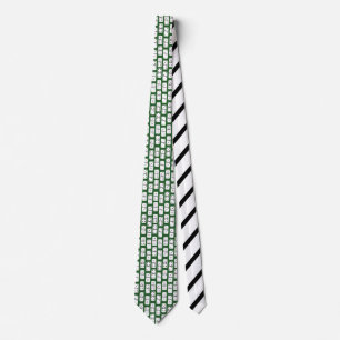 White Dominoes with Black Dots on Green Patterned Tie