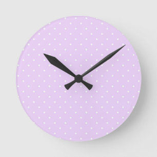 White Dot Pink Background Elegant Polka Dot Dotted Round Clock