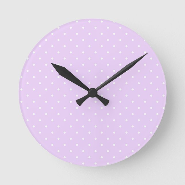 White Dot Pink Background Elegant Polka Dot Dotted Round Clock (Front)