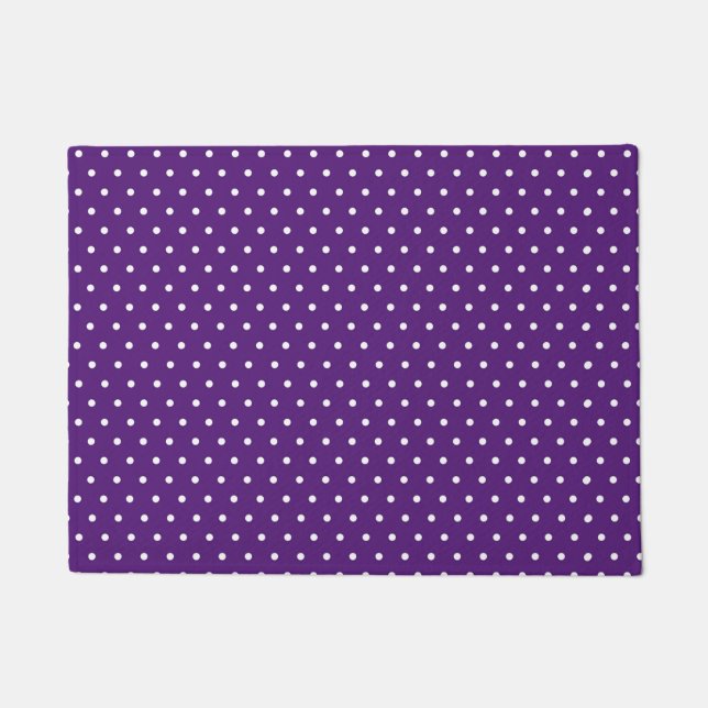 White Dot Purple Background Elegant Polka Dot Doormat (Front)