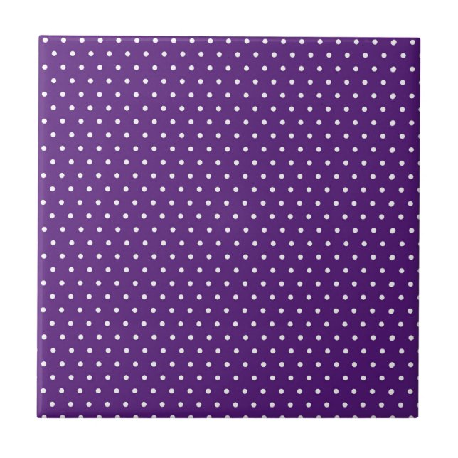 White Dot Purple Background Elegant Polka Dot Tile (Front)