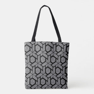 White dots geometric pattern tote bag