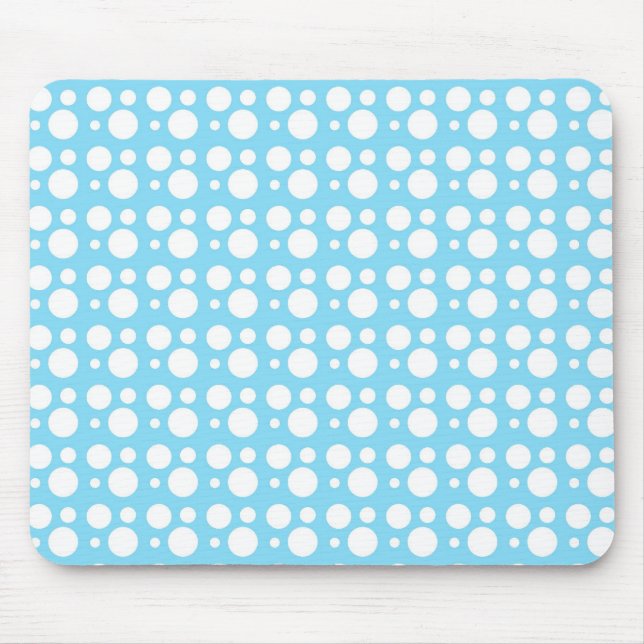 white dots, light blue mouse mat (Front)