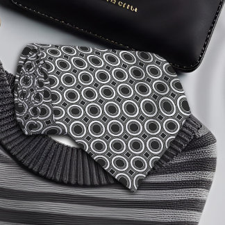 White Dots on Black Geometric Pattern Tie