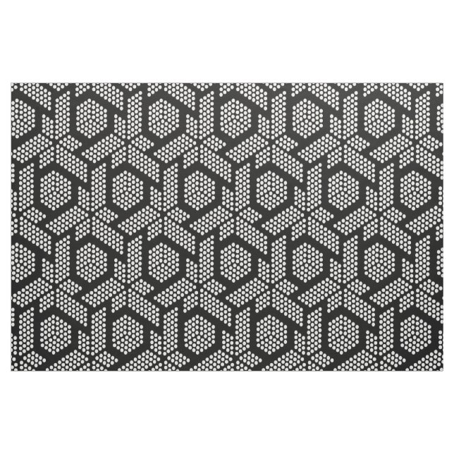White dots on black geometric shapes pattern fabric (Fat Quarter)