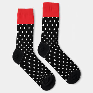 White Dots On Black Red Trim  Socks