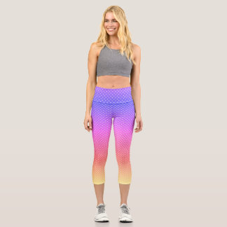 White dots on colour bands capri leggings