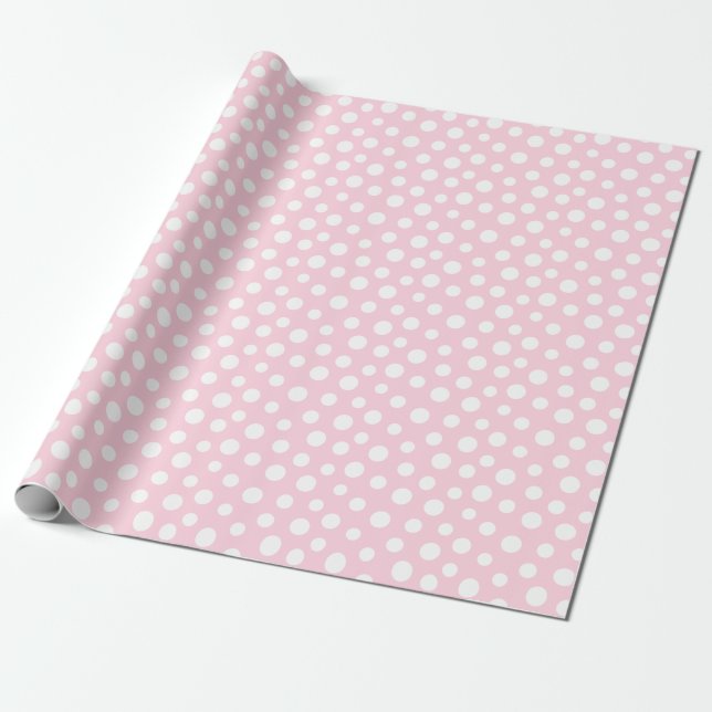 White Dots on Light Pink Wrapping Paper (Unrolled)