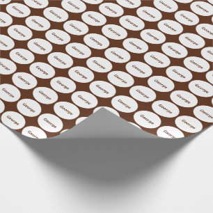 White Dots Pattern On Brown With Name Wrapping Paper
