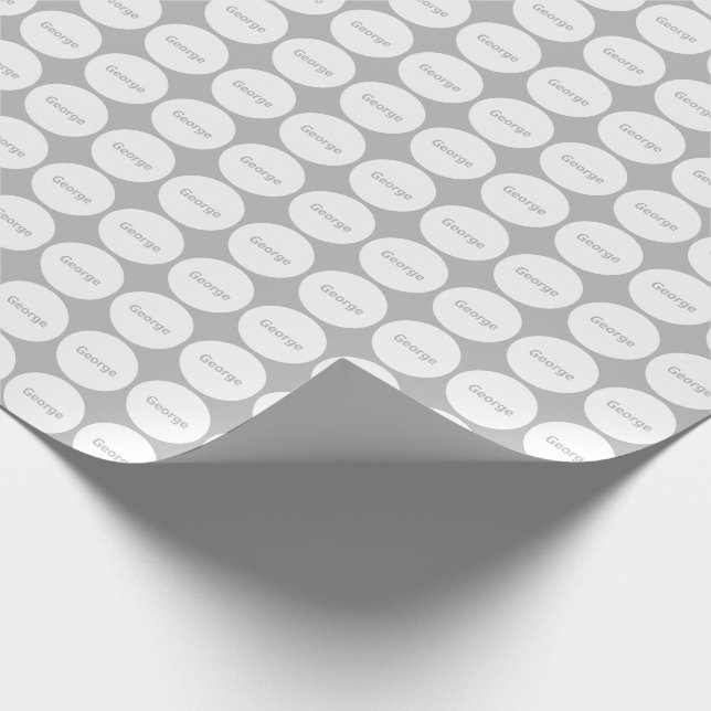 White Dots Pattern On Grey With Name Wrapping Paper (Corner)