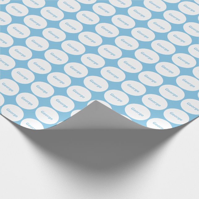 White Dots Pattern On Light Blue With Name Wrapping Paper (Corner)