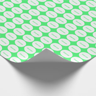 White Dots Pattern On Light Green With Name Wrapping Paper